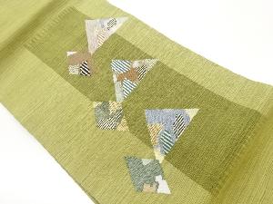 三角形に菱・抽象模様織出し名古屋帯